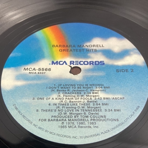 Barbara Mandrell Greatest Hits MCA Records 1985 MCA-5566 Vinyl Record LP - Picture 7 of 8